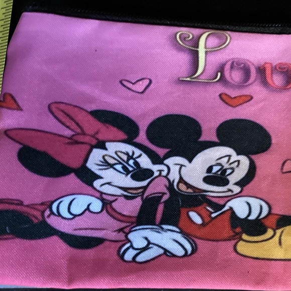 Disney Mickey Minnie Coin Purse Made Of 100% Polyester, Portable Makeup Bag - Picture 4 of 7